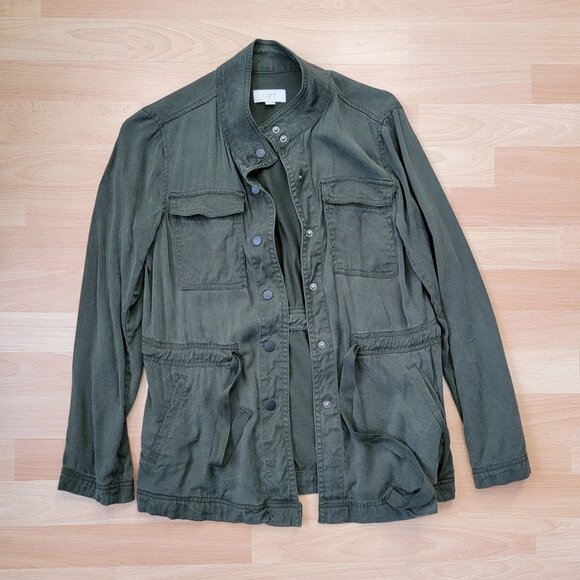 Loft Army Green Drawstring Utility Jacket Spring Casual Comfy | Size: XSmall - Picture 2 of 13